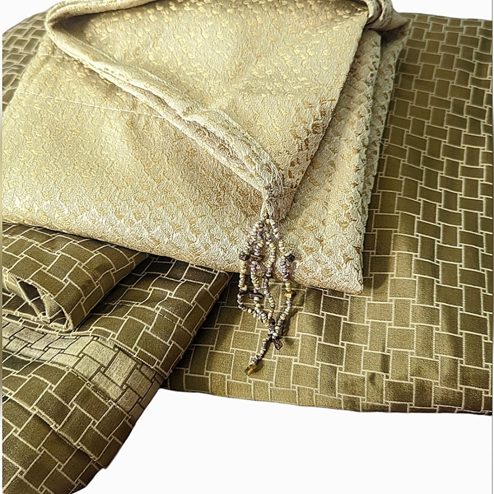 Peri Hawkins Collection 2 Panel Set Curtains  Lt Green Valance Beaded Tassel